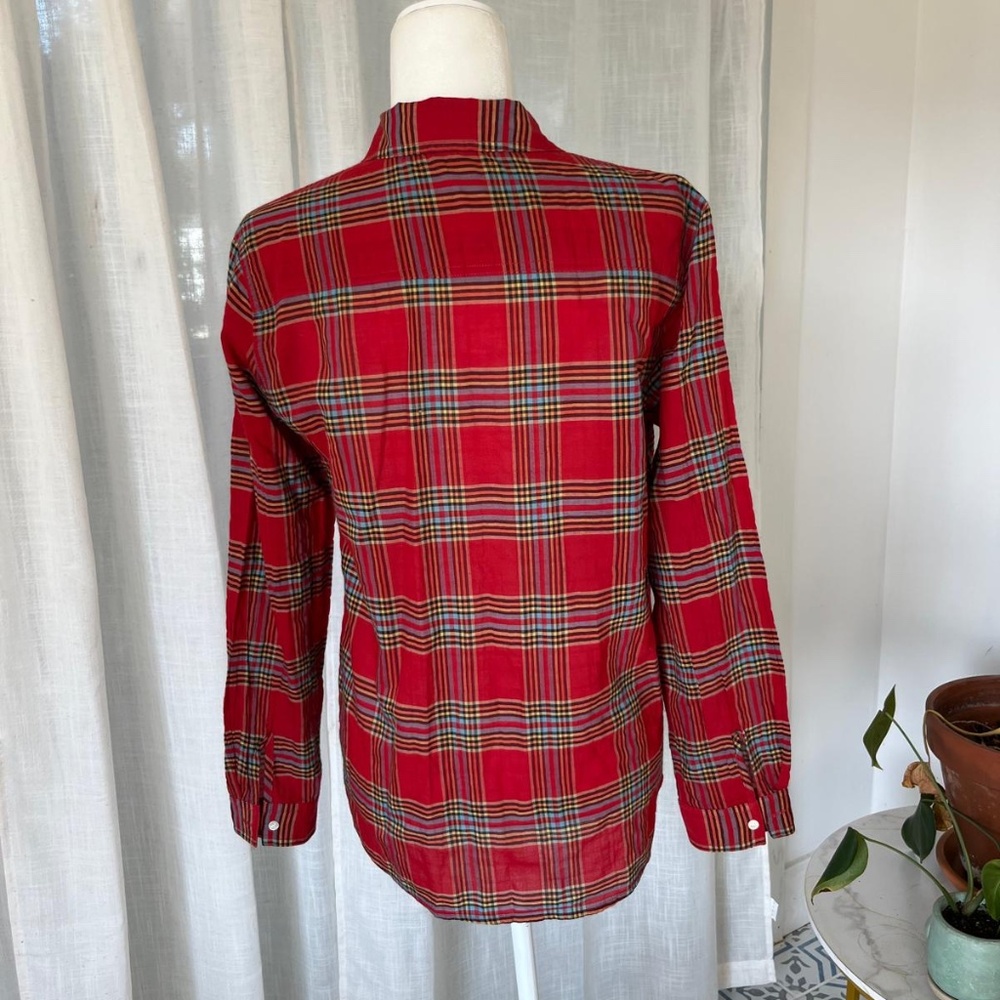 J. MCLAUGHLIN COTTON BUTTON-FRONT SHIRT – WOMEN’S SMALL – RED PLAID - Picture 4 of 6